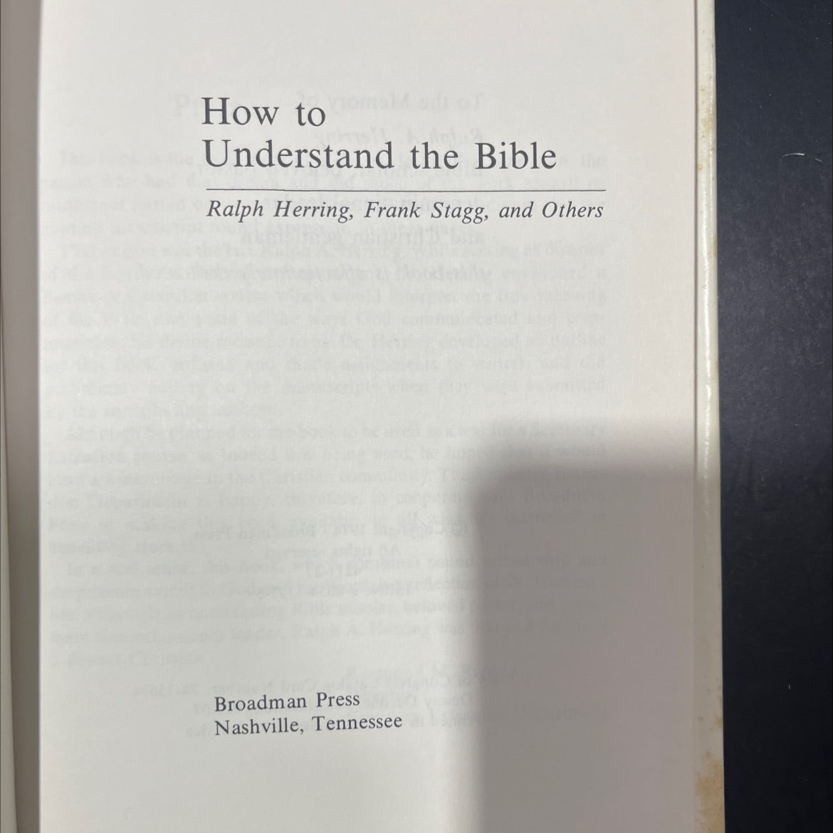 how to understand the bible book, by ralph herring, frank stagg, and others, 1974 Hardcover image 2