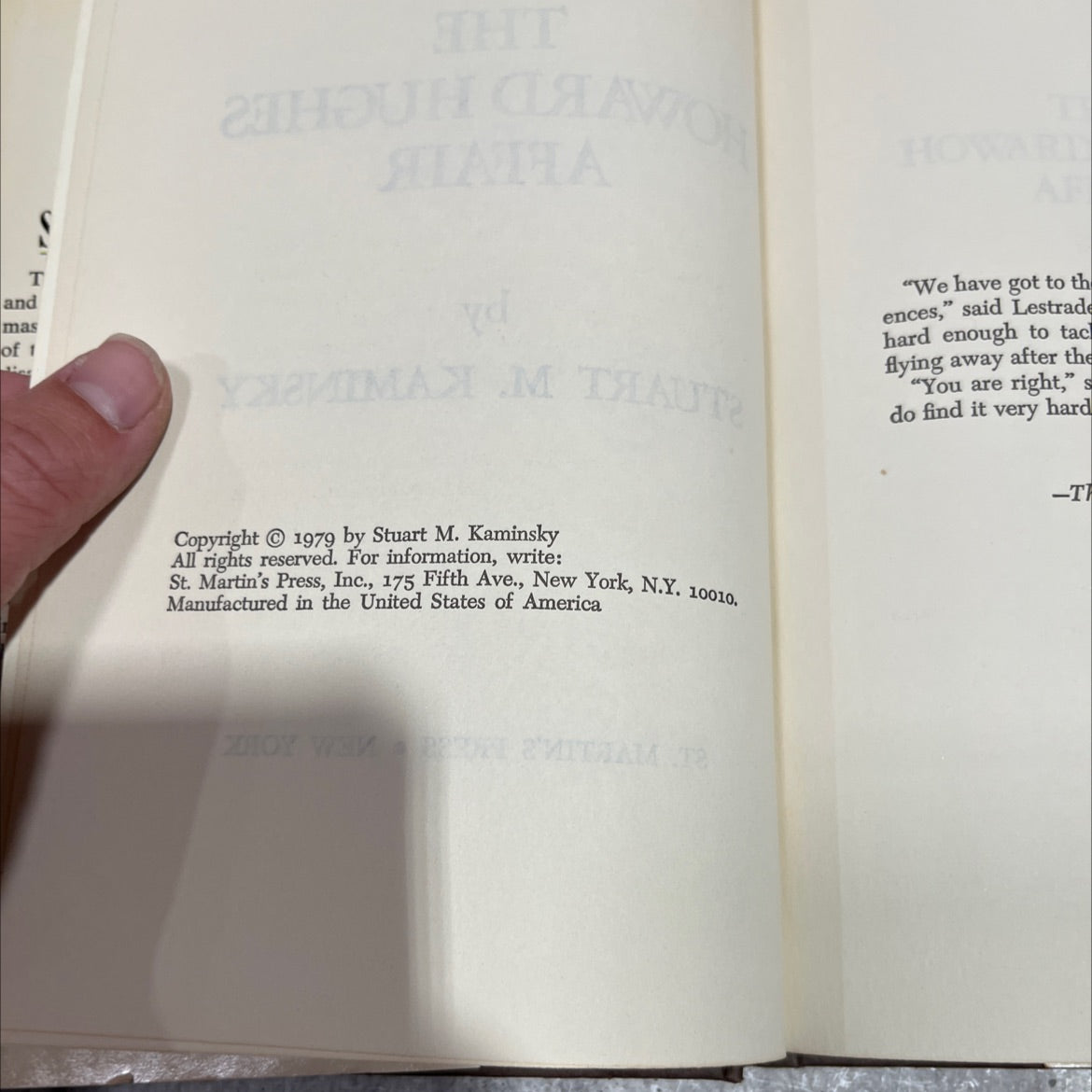 howard hughes affair book, by stuart m. kaminsky, 1979 Hardcover image 3