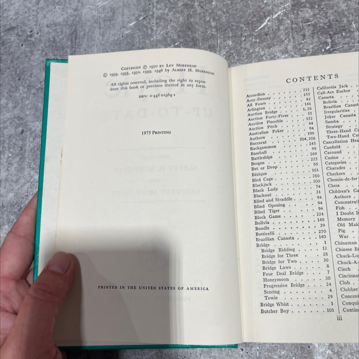 hoyle up-to-date book, by albert h. morehead and geoffrey mott-smith, 1970 Hardcover image 3