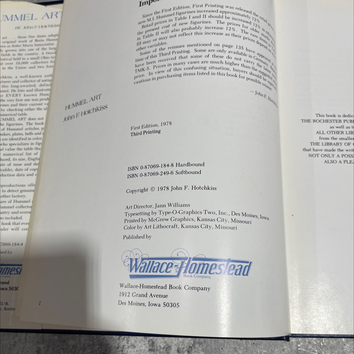 hummel art book, by John F. Hotchkiss, 1978 Hardcover image 3