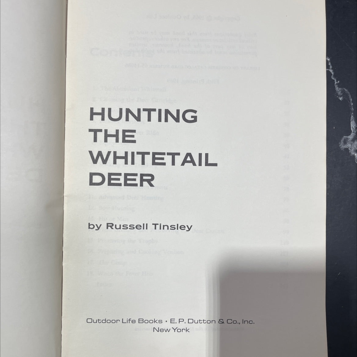hunting the whitetail deer book, by Russell Tinsley, 1969 Paperback image 2