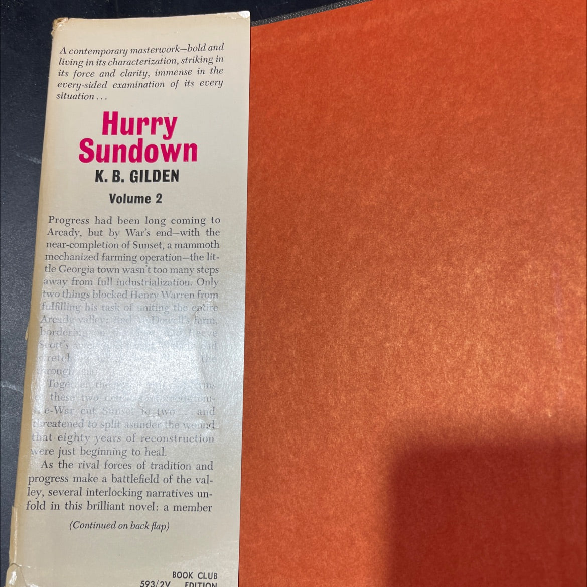 hurry sundown book, by k. b. gilden, 1964 Hardcover image 4