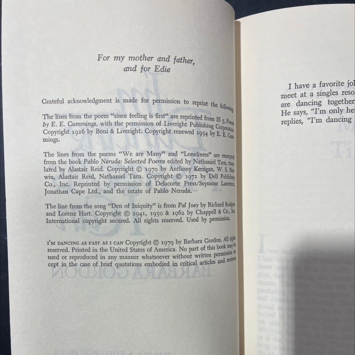 i'm dancing as fast as i can book, by Barbara Gordon, 1979 Hardcover image 3