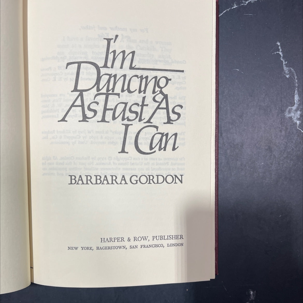 i'm dancing as fast as i can book, by Barbara Gordon, 1979 Hardcover image 2