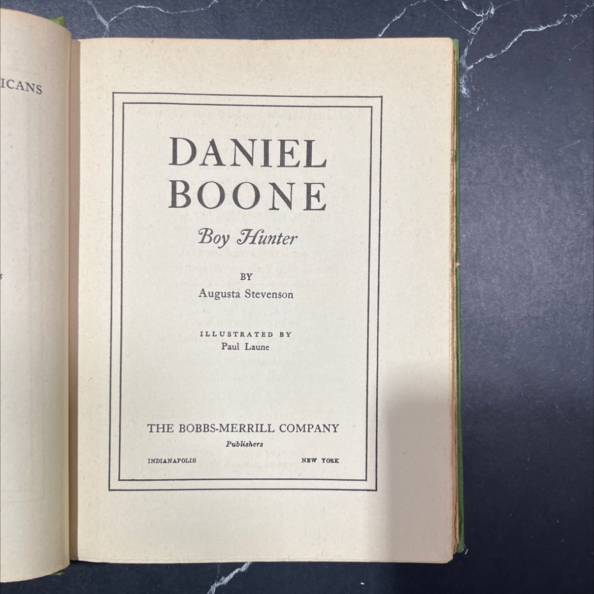 icans daniel boone boy hunter book, by augusta stevenson, 1943 Hardcover image 2