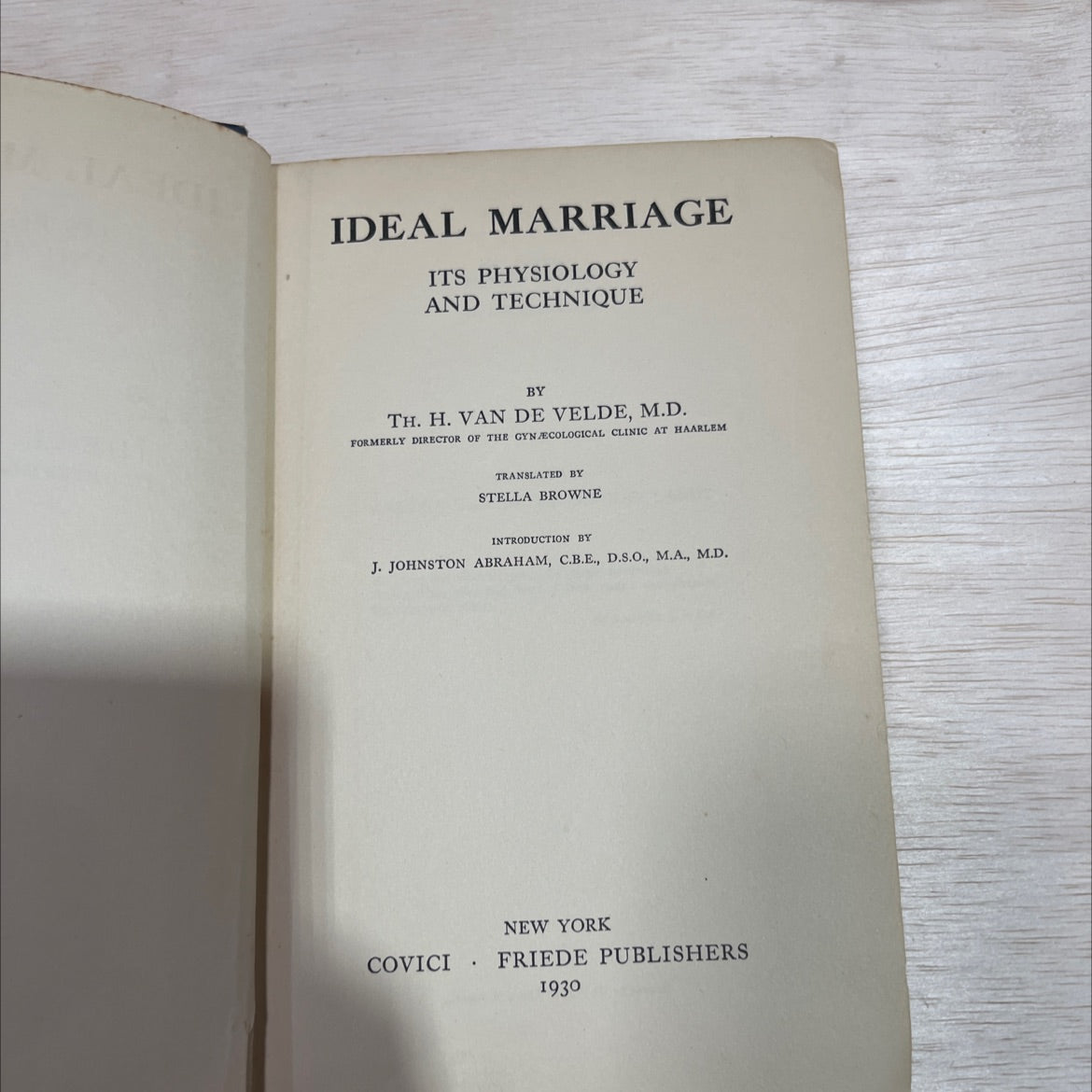 ideal marriage its physiology and technique book, by th. h. van de velde, 1930 Hardcover image 2