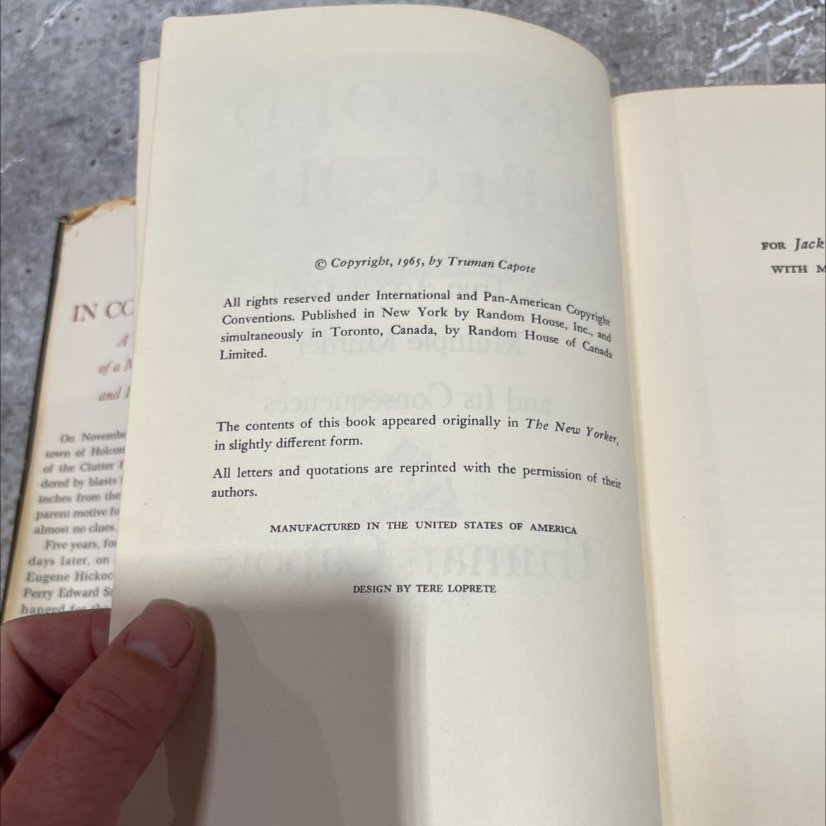 in cold blood book, by truman capote, 1965 Hardcover image 3