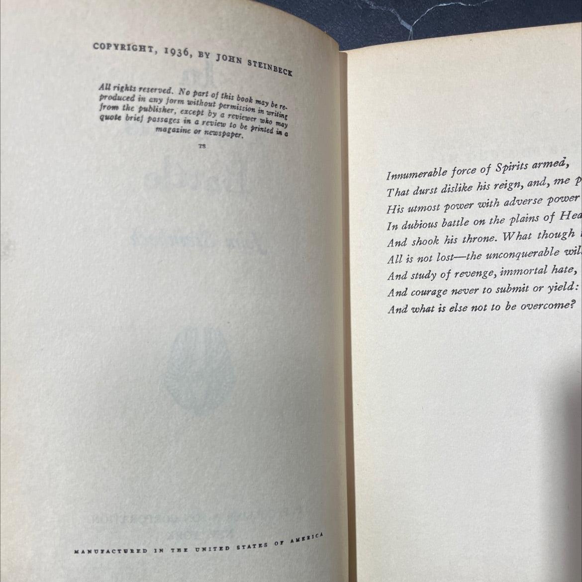 in dubious battle book, by john steinbeck, 1936 Hardcover image 3