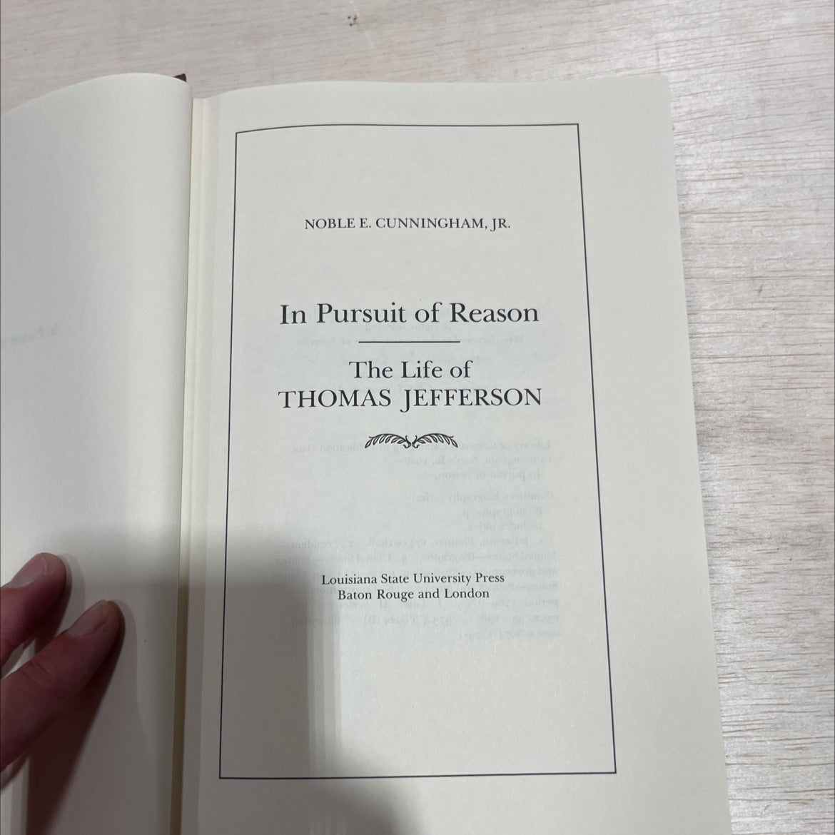 in pursuit of reason the life of thomas jefferson book, by noble e. cunningham, jr., 1987 Hardcover image 2