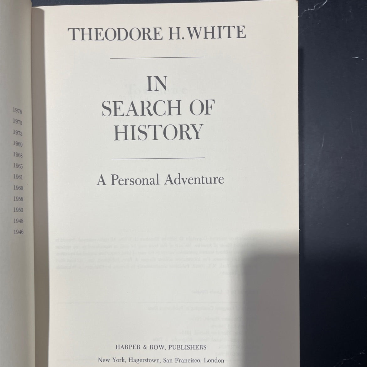 in search of history a personal adventure book, by theodore h. white, 1978 Hardcover image 2