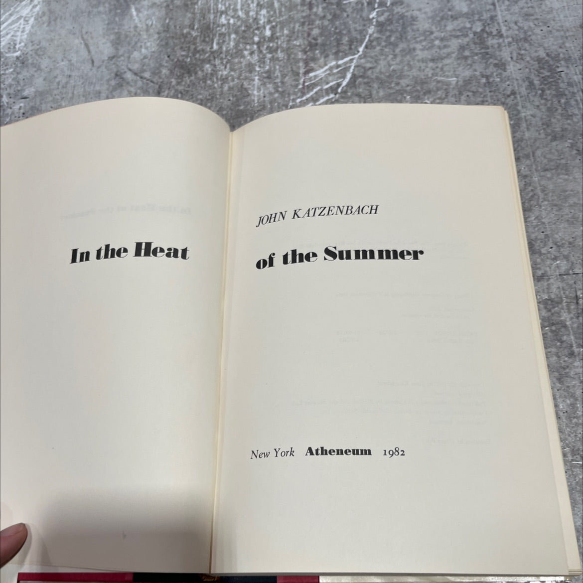 in the heat of the summer book, by john katzenbach, 1982 Hardcover image 2