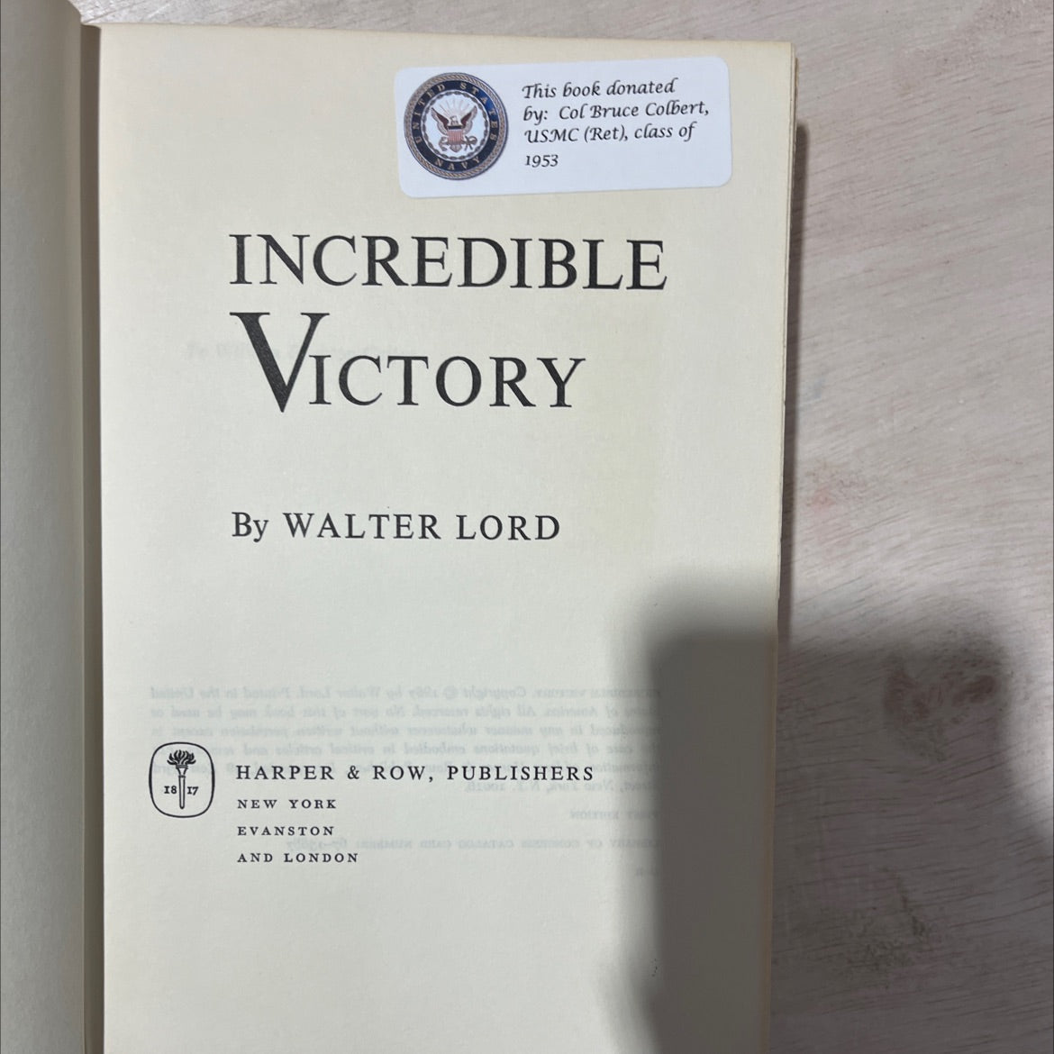incredible victory book, by walter lord, 1967 Hardcover, First Edition, Vintage image 2