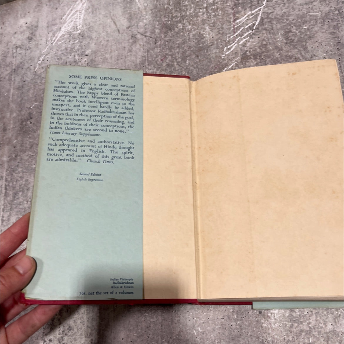 indian philosophy volume i anthology book, by sarvepalli radhakrishnan, 1965 Hardcover image 3