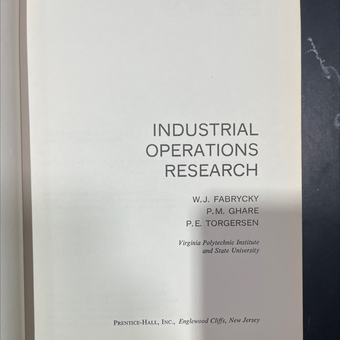 industrial operations research book, by w.j. fabrycky, p.m. ghare, p.e. torgersen, 1972 Hardcover image 2