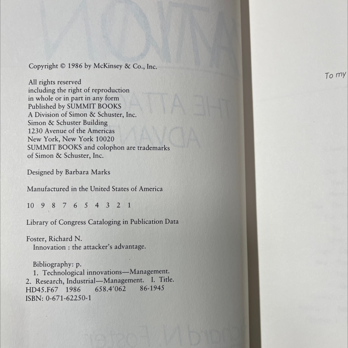innovation the attacker's advantage book, by Richard N. Foster, 1986 Hardcover image 3