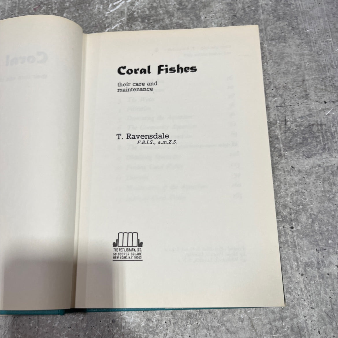 inser coral fishes their care and maintenance book, by t. ravensdale, 1968 Hardcover image 2