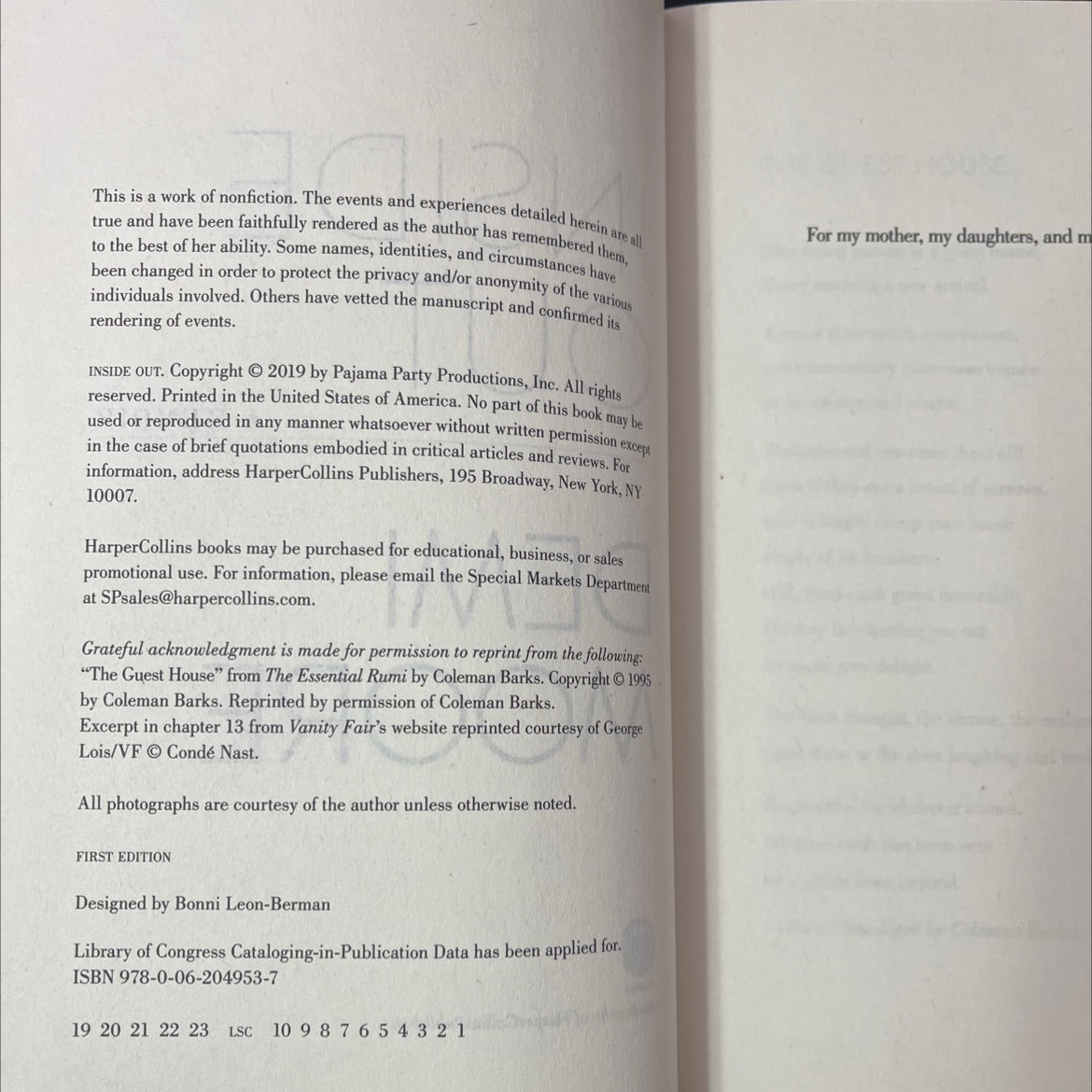 SIGNED inside out a memoir book, by demi moore, 2019 Hardcover, First Edition image 3