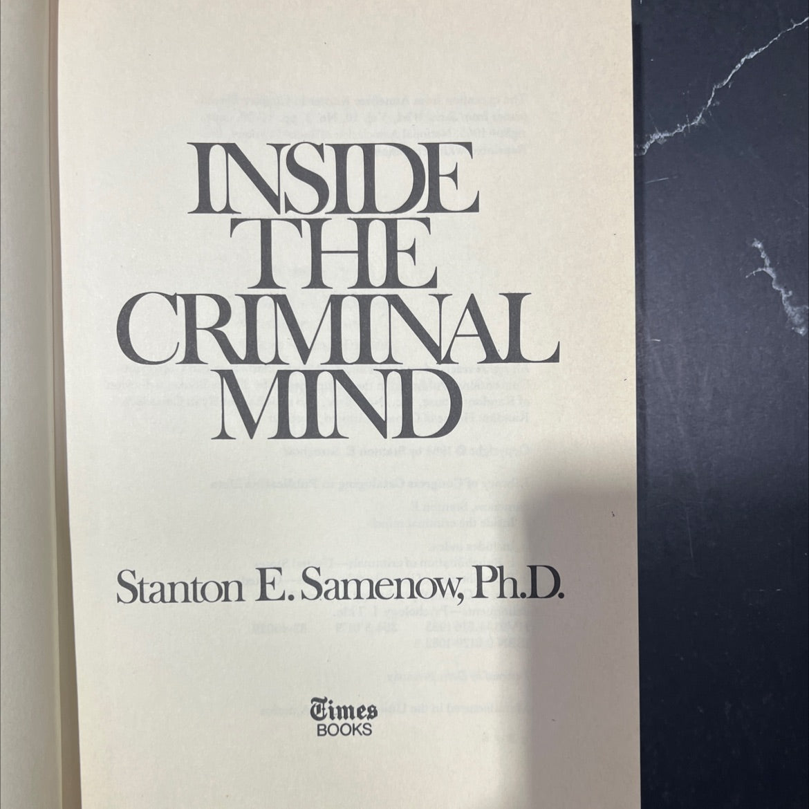SIGNED inside the criminal mind book, by Stanton E. Samenow, Ph.D., 1984 Hardcover image 2