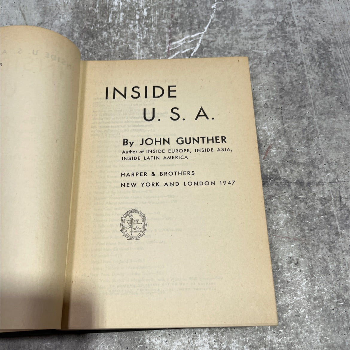 inside u. s. a. book, by john gunther, 1947 Hardcover image 2
