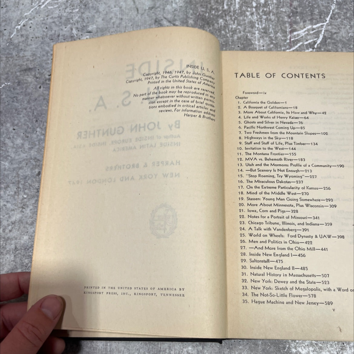 inside u. s. a. book, by john gunther, 1947 Hardcover image 3