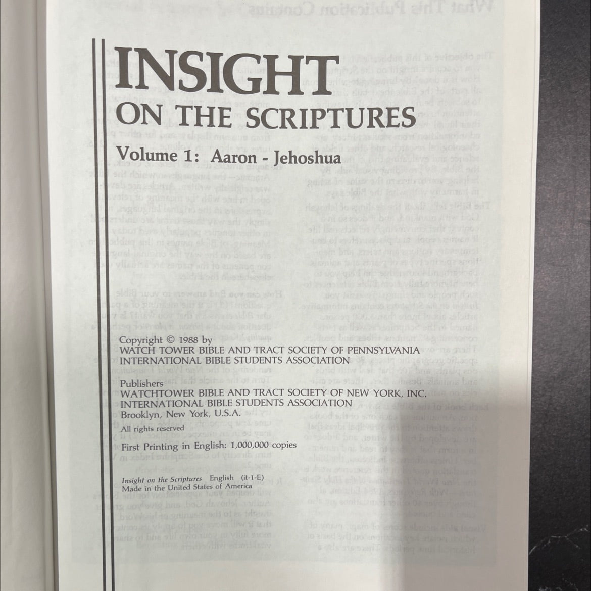 insight on the scriptures volume 1: aaron - jehoshua book, by unknown, 1988 Hardcover image 2