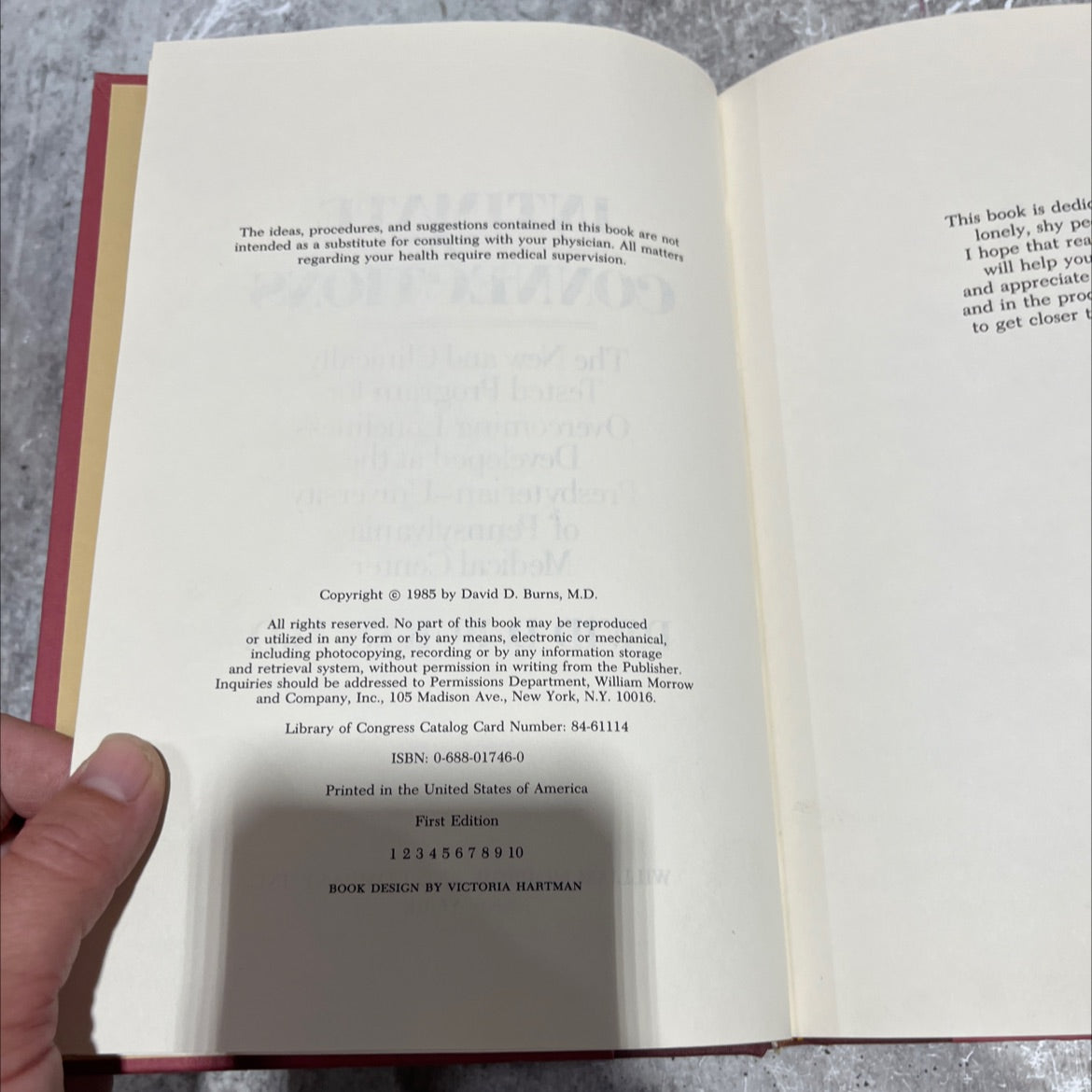 intimate connections book, by David D. Burns, M.D., 1985 Hardcover image 3