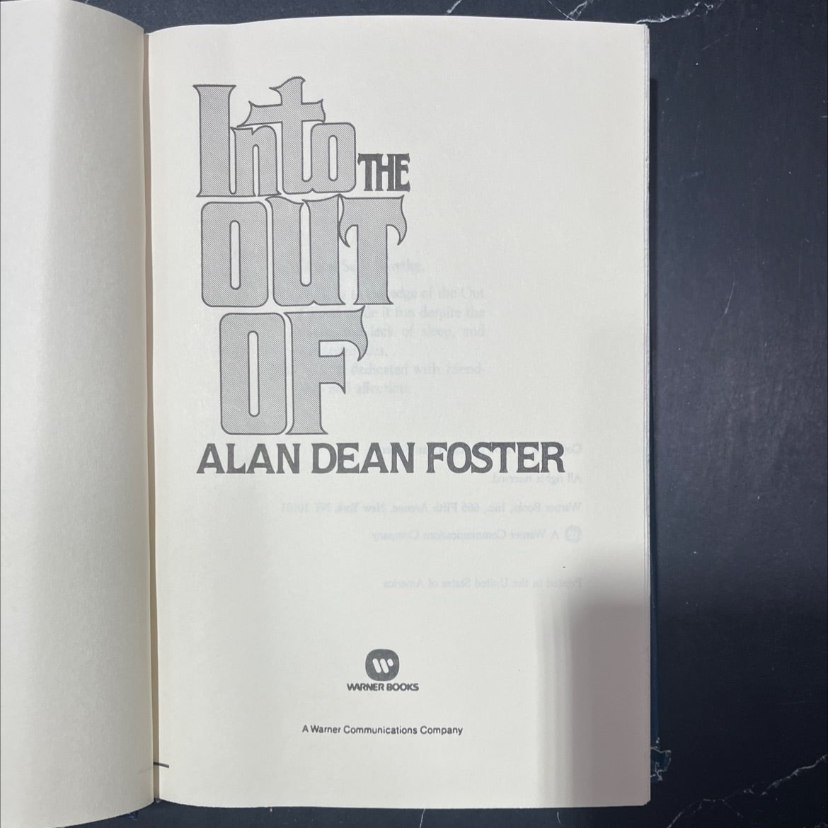 into out of book, by alan dean foster, 1986 Hardcover image 2