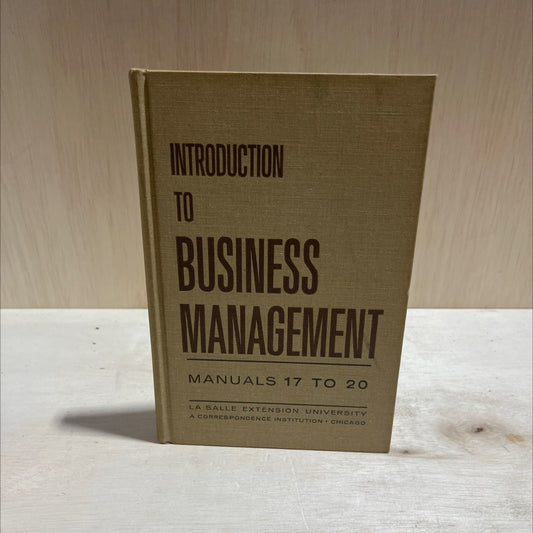 introduction to business management manuals 17 to 20 book, by unknown, 1963 Hardcover image 1