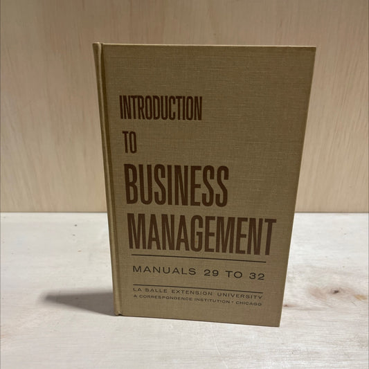 introduction to business management manuals 29 to 32 book, by unknown, 1963 Hardcover image 1