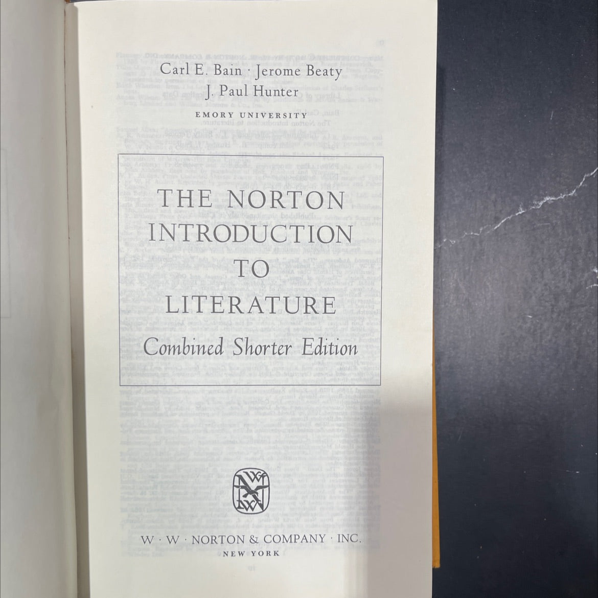 introduction to literature combined shorter edition book, by carl e. bain, jerome beaty, j. paul hunter, 1973 Hardcover image 2