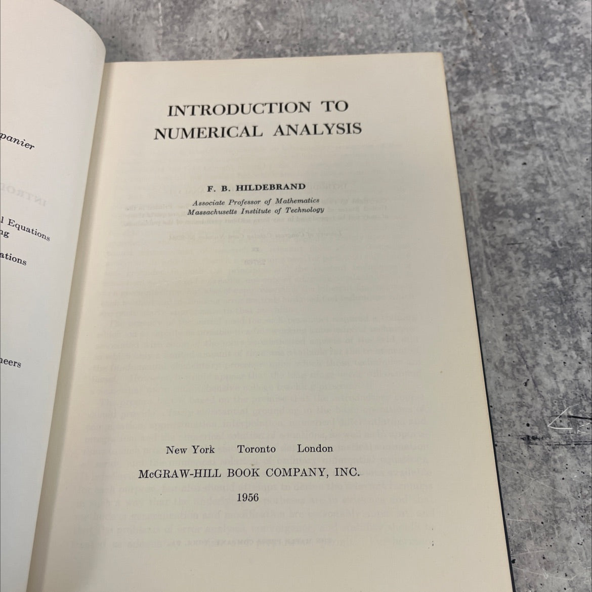 introduction to numerical analysis book, by f. b. hildebrand, 1956 Hardcover image 2