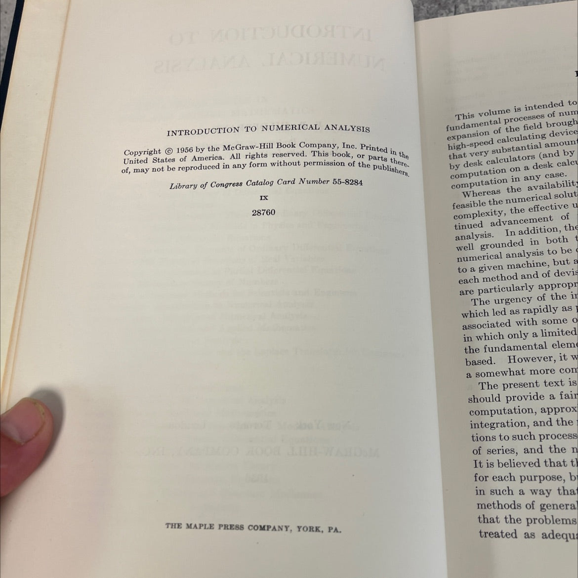 introduction to numerical analysis book, by f. b. hildebrand, 1956 Hardcover image 3