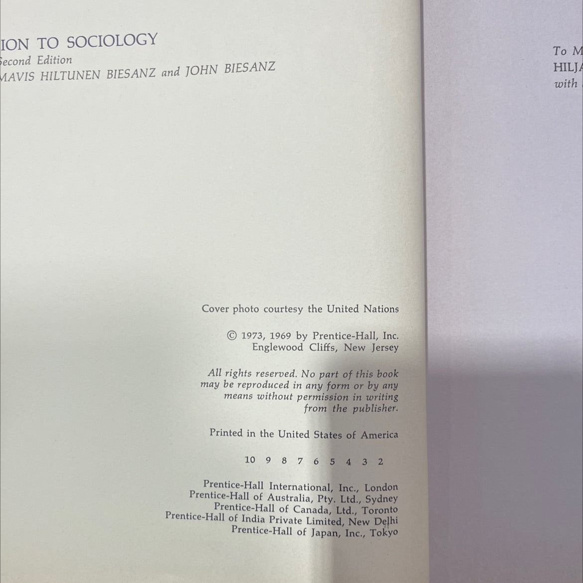 introduction to sociology book, by mavis hiltunen biesanz and john biesanz, 1973 Hardcover image 3