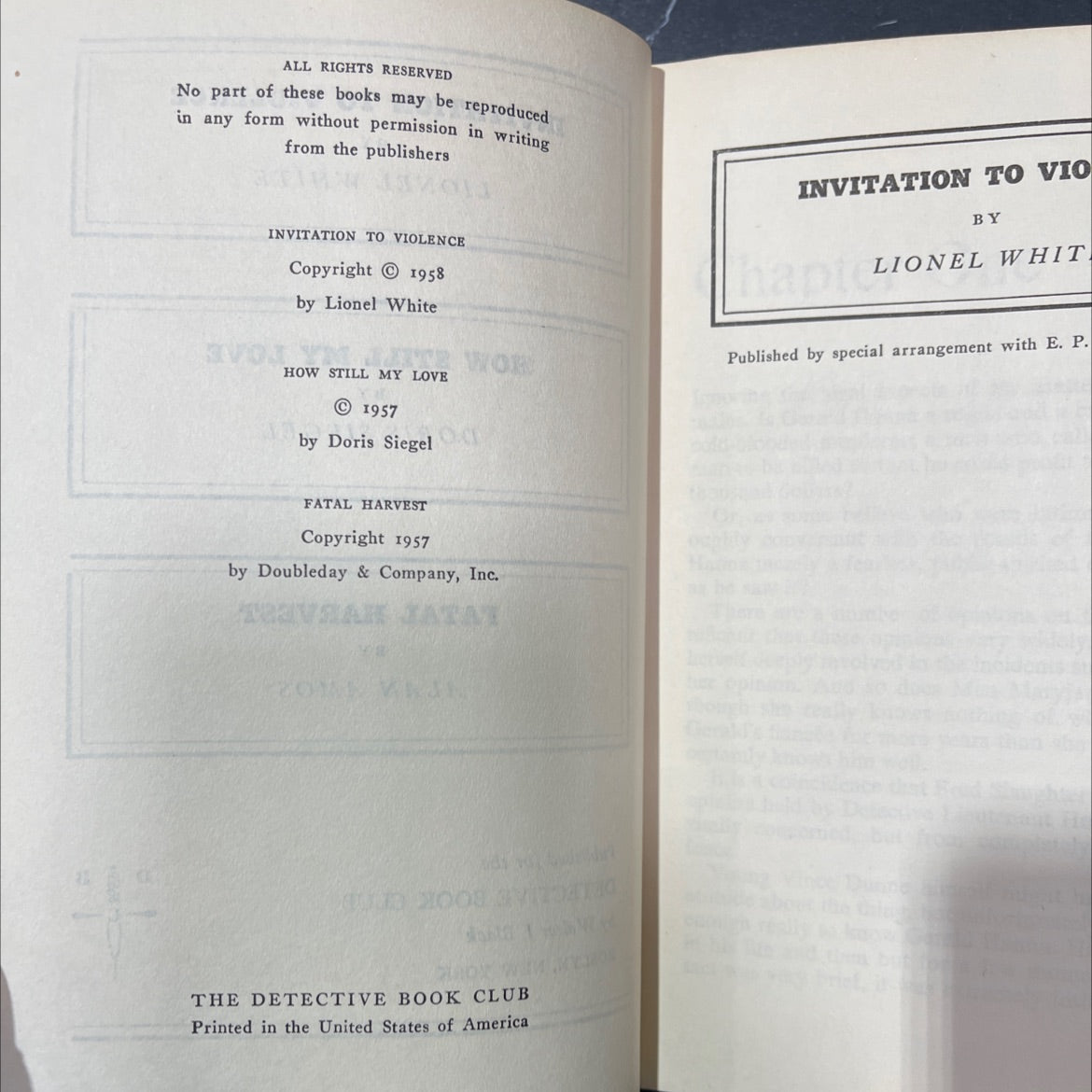 invitation to violence book, by lionel white, 1958 Hardcover image 3