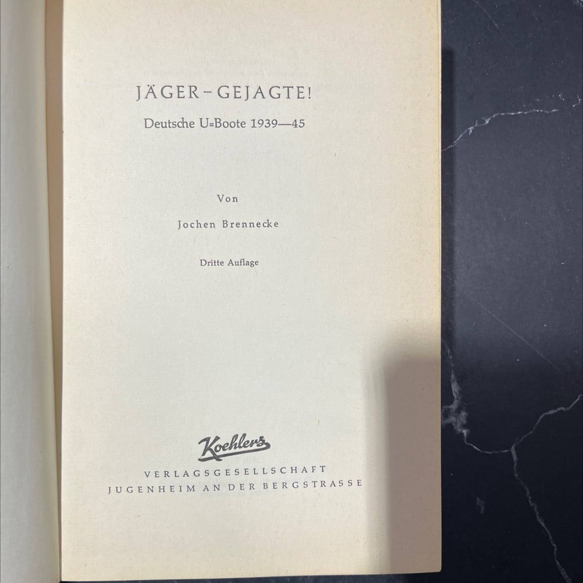 jäger gejagte! deutsche u-boote 1939-45 book, by jochen brennecke, 1956 Hardcover image 2