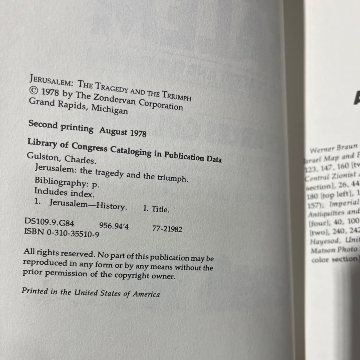 jerusalem: the tragedy and the triumph book, by charles gulston, 1978 Hardcover image 3