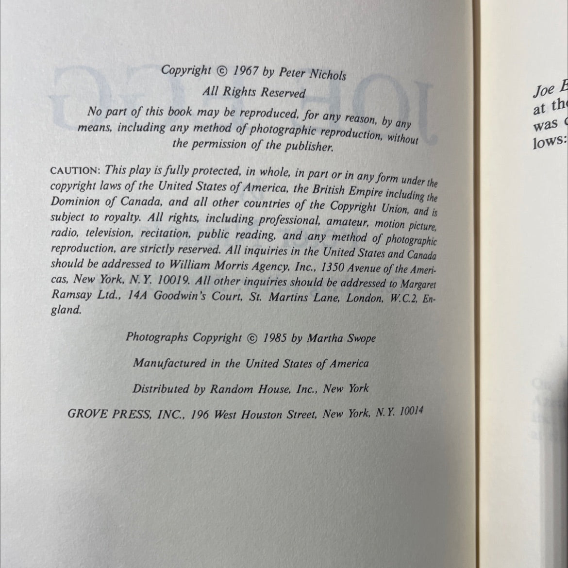 joe egg book, by Peter Nichols, 2012 Hardcover image 3