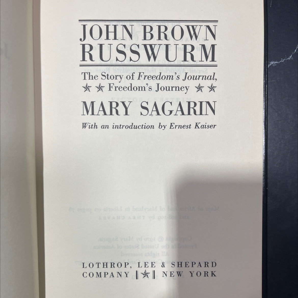 john brown russwurm the story of freedom's journal freedom's journey book, by mary sagarin, 1970 Hardcover image 2