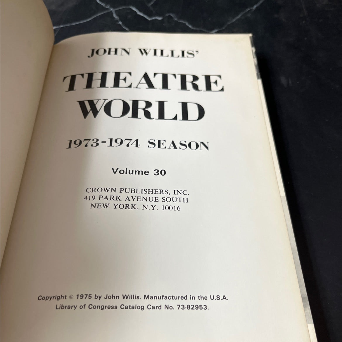 john willis theatre world 1973-1974 season volume 30 book, by John Willis, 1975 Hardcover image 2