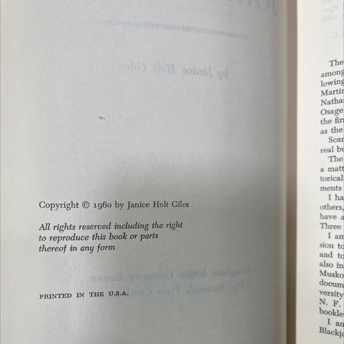 johnny osage book, by janice holt giles, 1960 Hardcover image 3