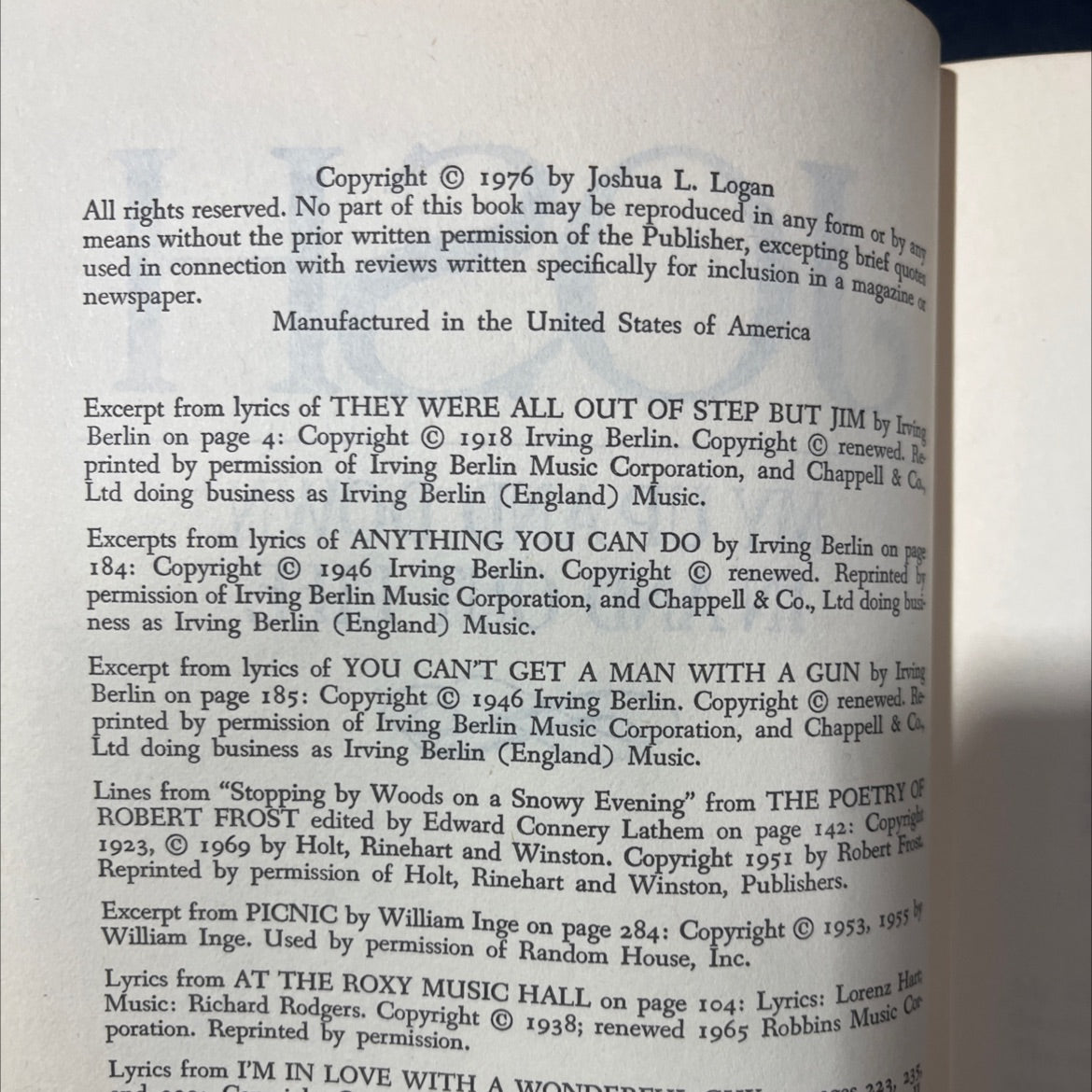 josh my up and down, in and out life book, by joshua logan, 1976 Hardcover image 3