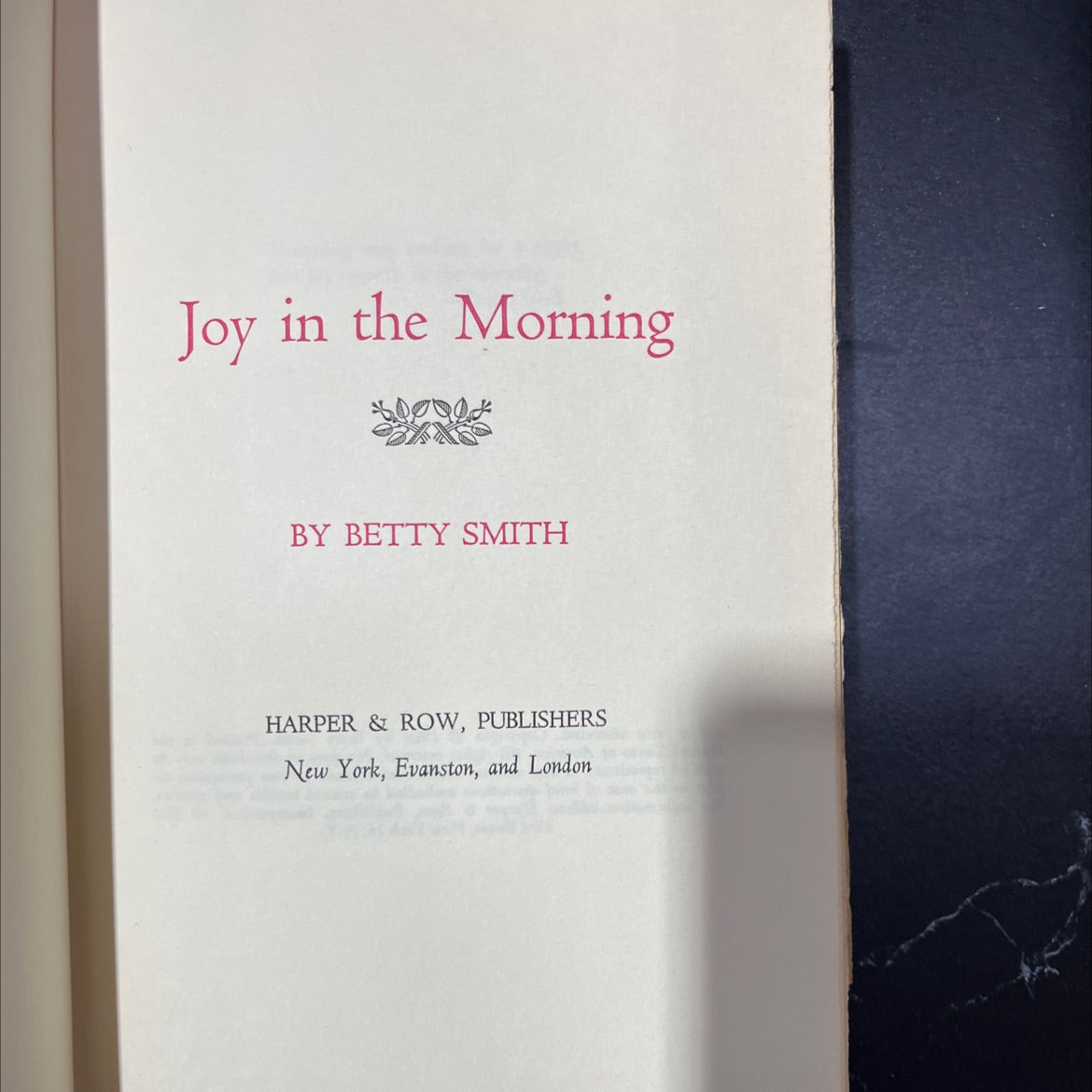 joy in the morning book, by betty smith, 1963 Hardcover, Vintage image 2