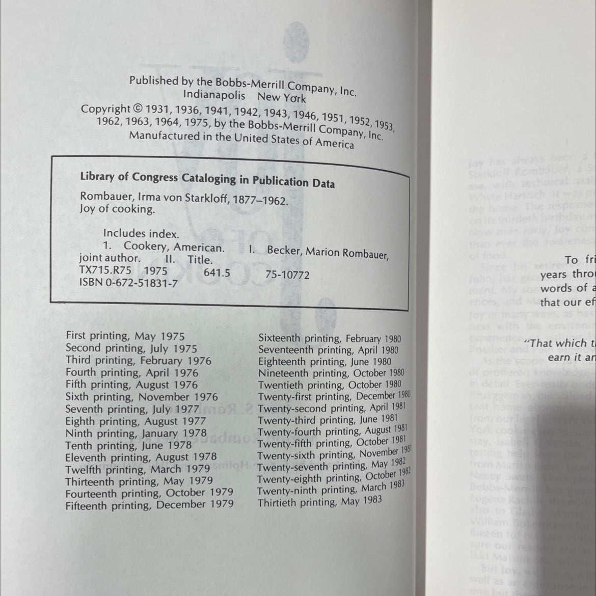 joy of cooking book, by Irma S. Rombauer, Marion Rombauer Becker, 1981 Hardcover image 3