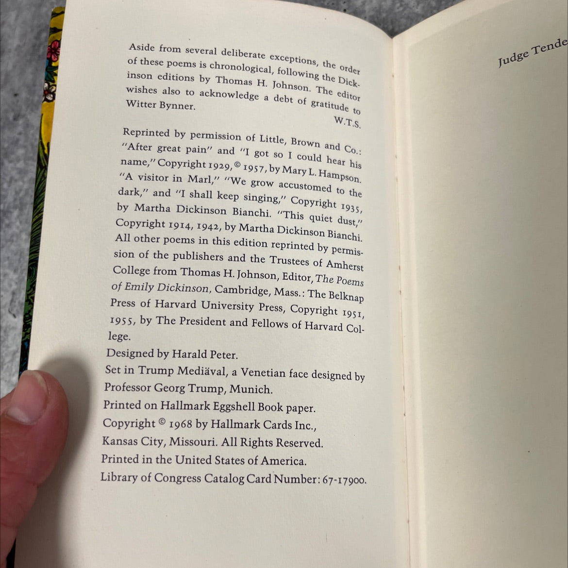 judge tenderly of me the poems of emily dickinson book, by emily dickinson, 1968 Hardcover image 3