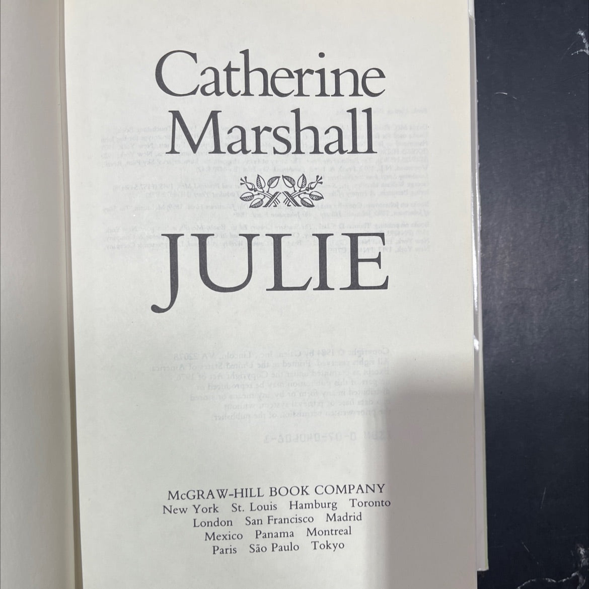 julie book, by catherine marshall, 1984 Hardcover image 2