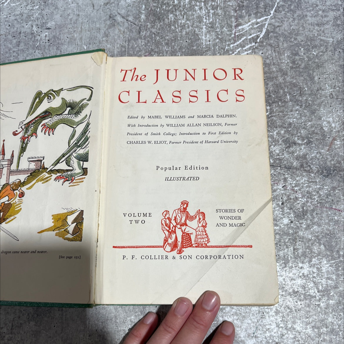 junior classics volume two stories of wonder and magic book, by Mabel Williams and Marcia Dalphin, 1957 Hardcover image 2