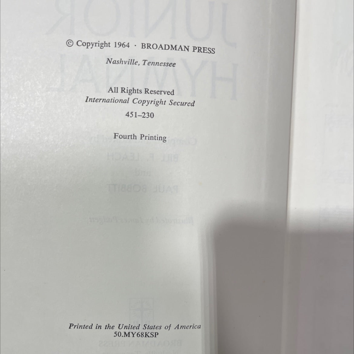 junior hymnal book, by bill f. leach and paul bobbitt, 1964 Hardcover image 3