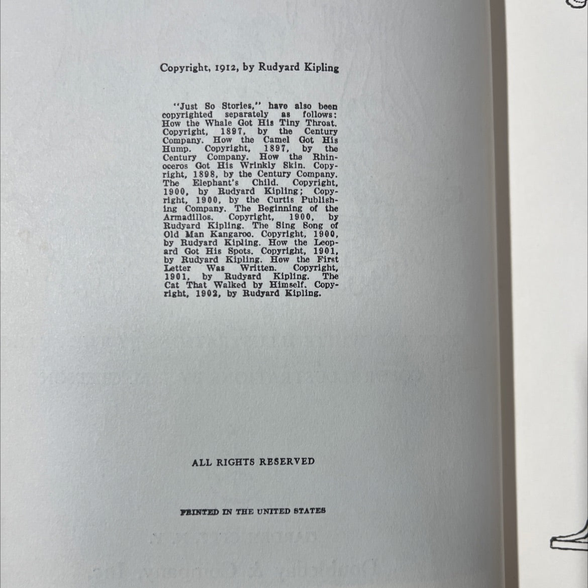 just so stories book, by rudyard kipling, 1912 Hardcover image 3