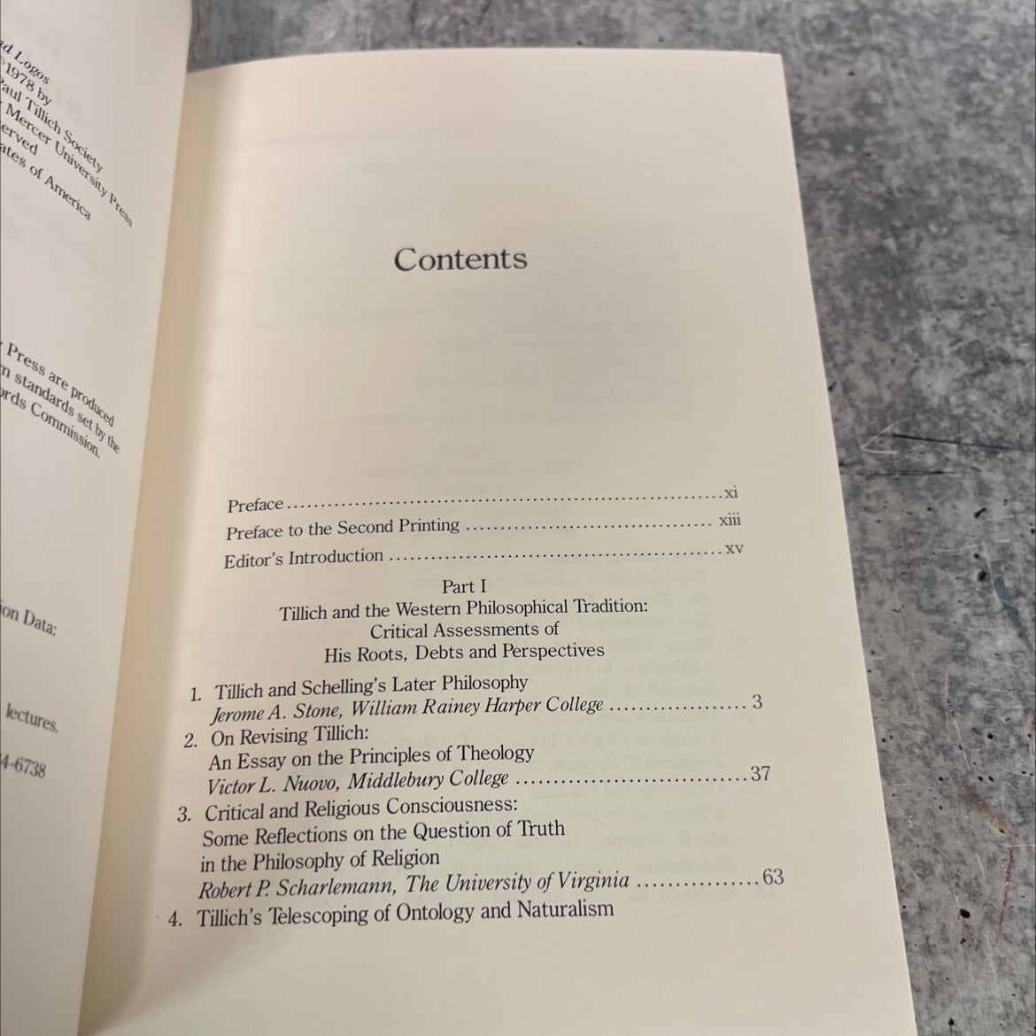 kairos and logos studies in the roots and implications of tillich's theology book, by john j. carey, 1984 Hardcover image 4