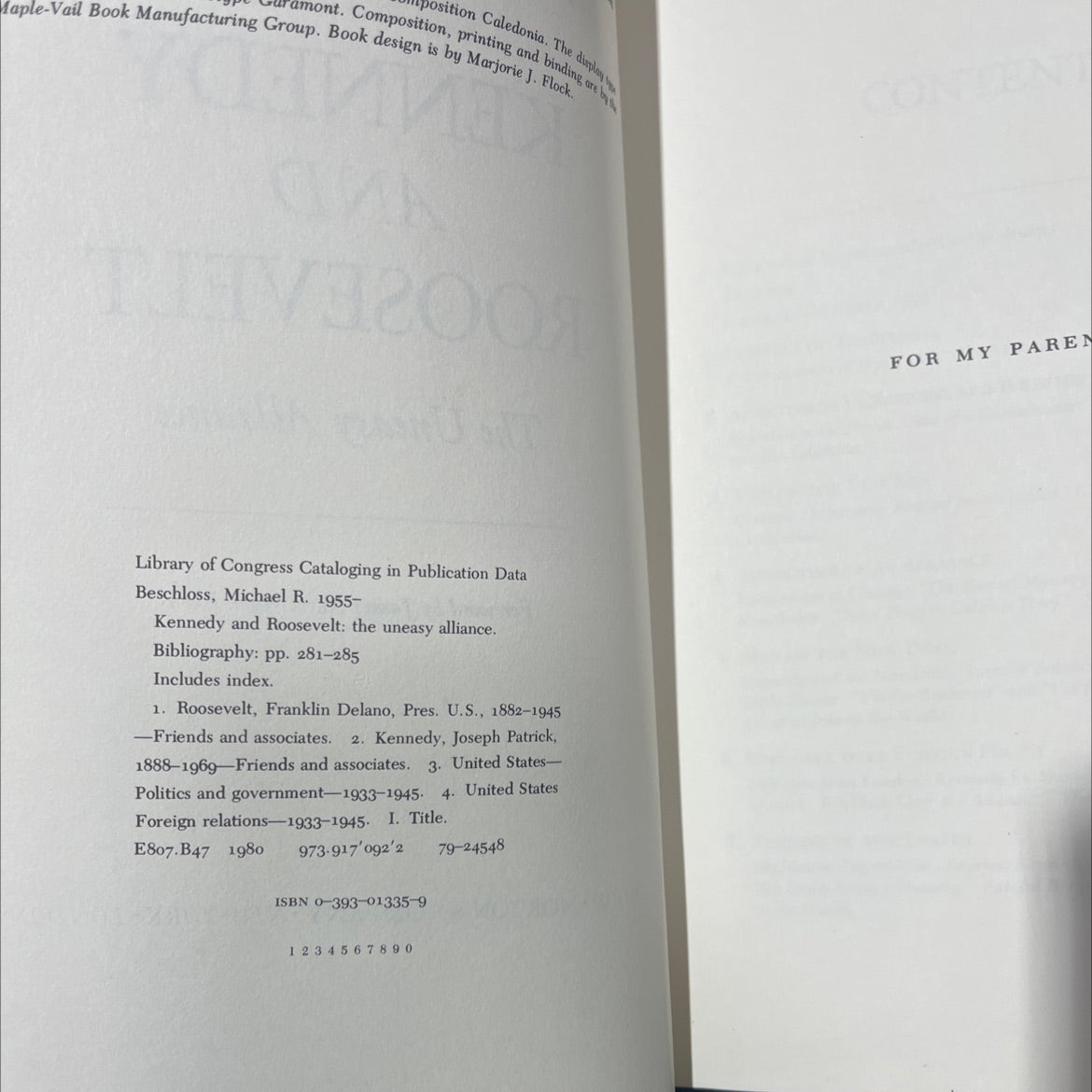 SIGNED kennedy and roosevelt the uneasy alliance book, by michael r. beschloss, 1980 Hardcover image 3